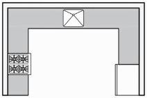U-shaped kitchen layout